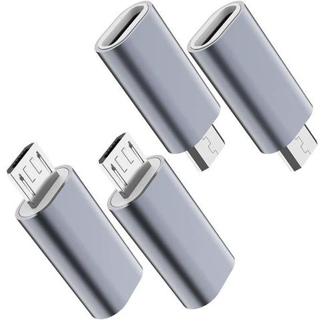 Main image of USB C to Micro USB Adapter (4-Pack) Type C Female to Micro USB Male Convert Connector Support Charge Data Sync Compatible with Galaxy S7 S7 Edge Nexus 5 6 and Micro USB Devices (Grey)