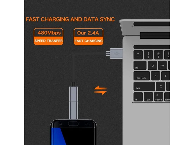 Alt view image 4 of 6 - USB C to Micro USB Adapter (4-Pack) Type C Female to Micro USB Male Convert Connector Support Charge Data Sync Compatible with Galaxy S7 S7 Edge Nexus 5 6 and Micro USB Devices (Grey)