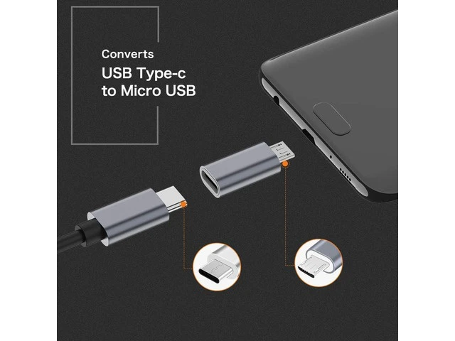 Alt view image 3 of 6 - USB C to Micro USB Adapter (4-Pack) Type C Female to Micro USB Male Convert Connector Support Charge Data Sync Compatible with Galaxy S7 S7 Edge Nexus 5 6 and Micro USB Devices (Grey)