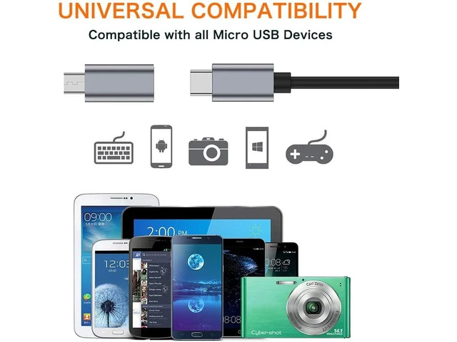 Alt view image 6 of 6 - USB C to Micro USB Adapter (4-Pack) Type C Female to Micro USB Male Convert Connector Support Charge Data Sync Compatible with Galaxy S7 S7 Edge Nexus 5 6 and Micro USB Devices (Grey)