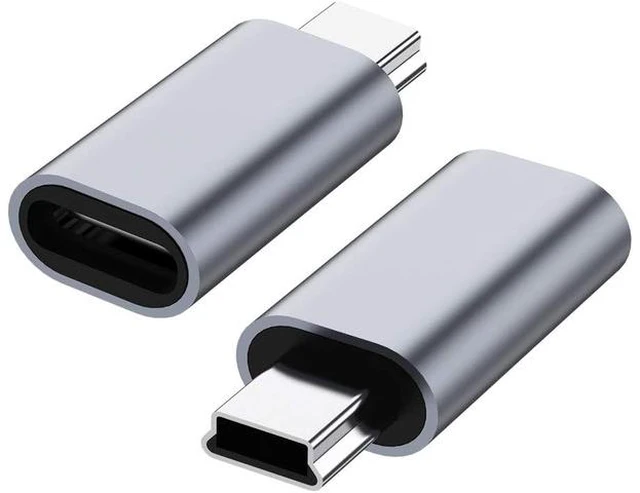 Main image of USB C to Mini USB 2.0 Adapter (2-Pack)Type C Female to Mini USB 2.0 Male Convert Connector Support Charge & Data Sync Compatible GoPro Hero 3+ MP3 Players Dash Cam Digital Camera GPS Receiver etc