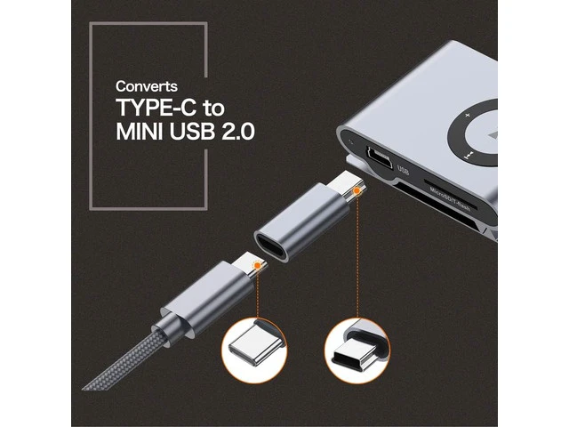 Alt view image 3 of 5 - USB C to Mini USB 2.0 Adapter (2-Pack)Type C Female to Mini USB 2.0 Male Convert Connector Support Charge & Data Sync Compatible GoPro Hero 3+ MP3 Players Dash Cam Digital Camera GPS Receiver etc