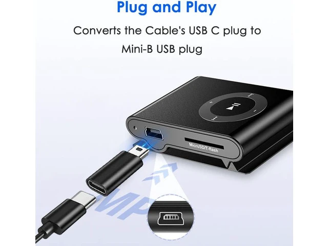 Alt view image 3 of 7 - USB C to Mini USB Adapter 2 Pack USB Type C Female to Mini USB 2.0 Type-B Male Adapter Support Charging and Data Transfer Compatible Digital Camera MP3 Player Dash Cam and More Black