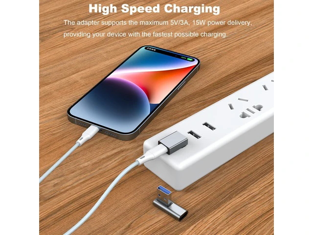Alt view image 2 of 7 - 90 Degree USB to USB C Adapter 4 Pack Up and Down Angle Left and Right Angle Type C Female to A Male Converter Extender for PC Laptop USB A Charger Power Bank and More (Grey)