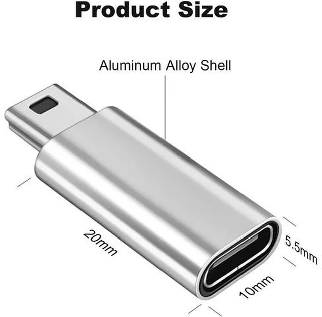 Alt view image 5 of 5 - Mini USB 2.0 to USB C Adapter (4 Pack) USB Type C Female to Mini USB Male Converter Connector for Digital Camera MP3 Players Dash Cam GPS Receiver and More (Black+Silver)