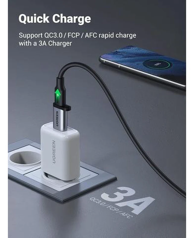 Alt view image 3 of 7 - 10Gbps USB C Female to USB Male Adapter 2 Pack Type C to USB A Charger Cable Converter Compatible with Apple Watch iPhone 15 14 13 AirPods 3 MacBook Galaxy Note Google Pixel etc Gray