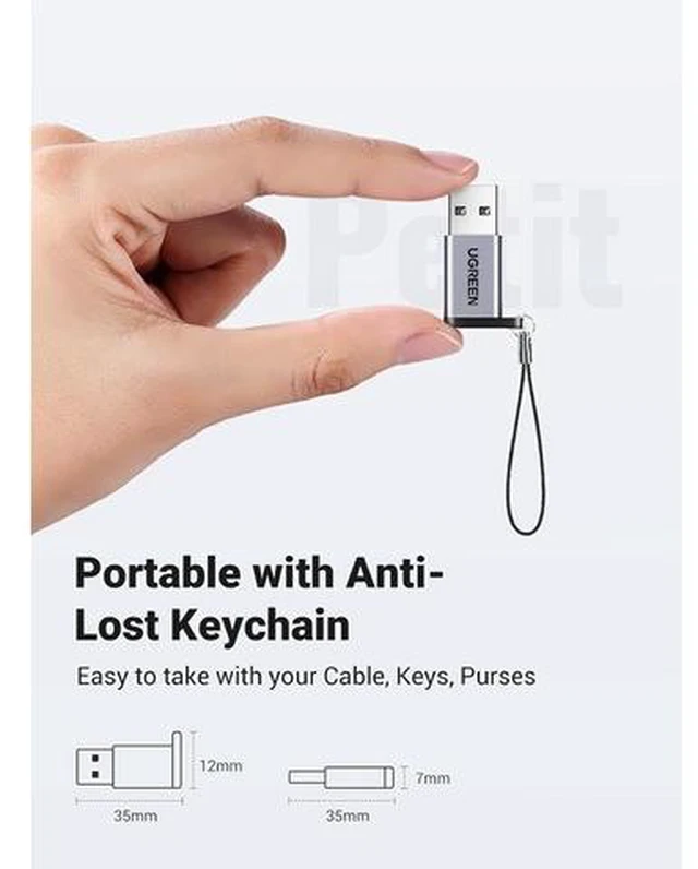 Alt view image 7 of 7 - 10Gbps USB C Female to USB Male Adapter 2 Pack Type C to USB A Charger Cable Converter Compatible with Apple Watch iPhone 15 14 13 AirPods 3 MacBook Galaxy Note Google Pixel etc Gray