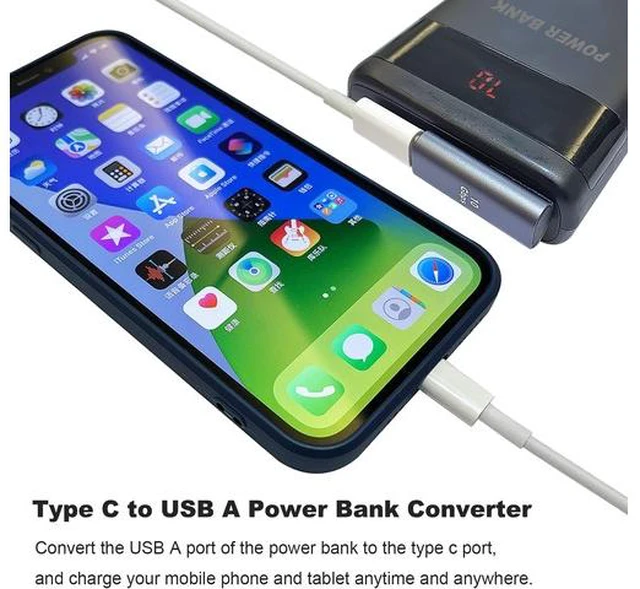Alt view image 5 of 6 - 90 Degree USB C Female to USB Male Adapter 2 Pack Left and Right Angle Type C to USB A Charger Converter for iPhone Apple iWatch Watch Airpods iPad Air Mini and More