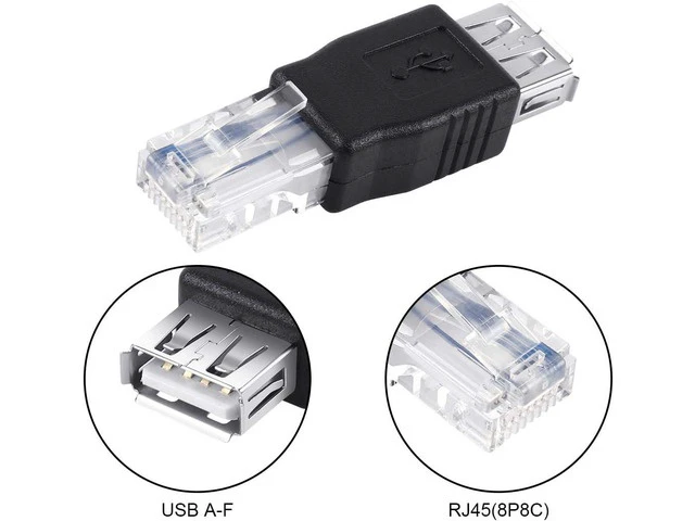 Alt view image 3 of 7 - 1x Type A USB2.0 Female to Ethernet RJ45 Male Plug Adapter Connector