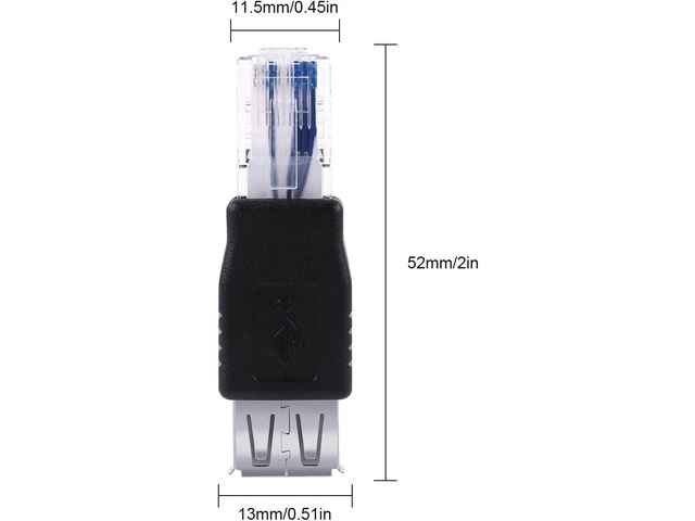 Alt view image 6 of 7 - 1x Type A USB2.0 Female to Ethernet RJ45 Male Plug Adapter Connector