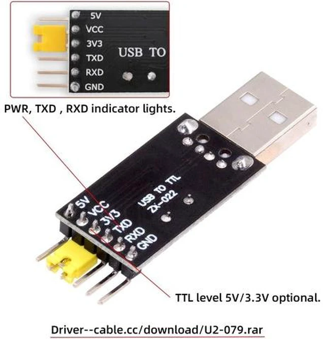 Alt view image 4 of 7 - USB2.0 Type-A to TTL Converter UART STC Module Serial Programmer CH340G CH340 3.3V 5V Adapter Replace PL-2303