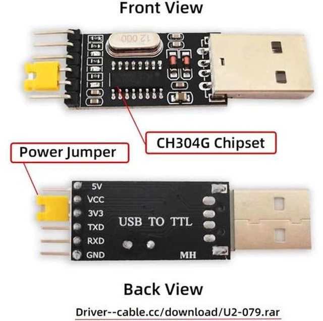 Alt view image 2 of 7 - USB2.0 Type-A to TTL Converter UART STC Module Serial Programmer CH340G CH340 3.3V 5V Adapter Replace PL-2303