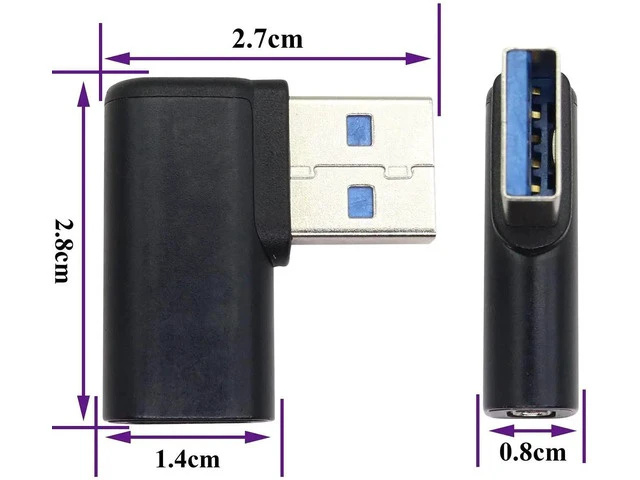 Alt view image 2 of 7 - 90 Degree USB C Female to USB 3.0 Male Adapter Right Angle USB Type C to USB 3.0 A Converter On The Go(OTG) for PC,Laptops,Power Banks,Chargers More USB and Type-C Devices (2 Pack-Black)