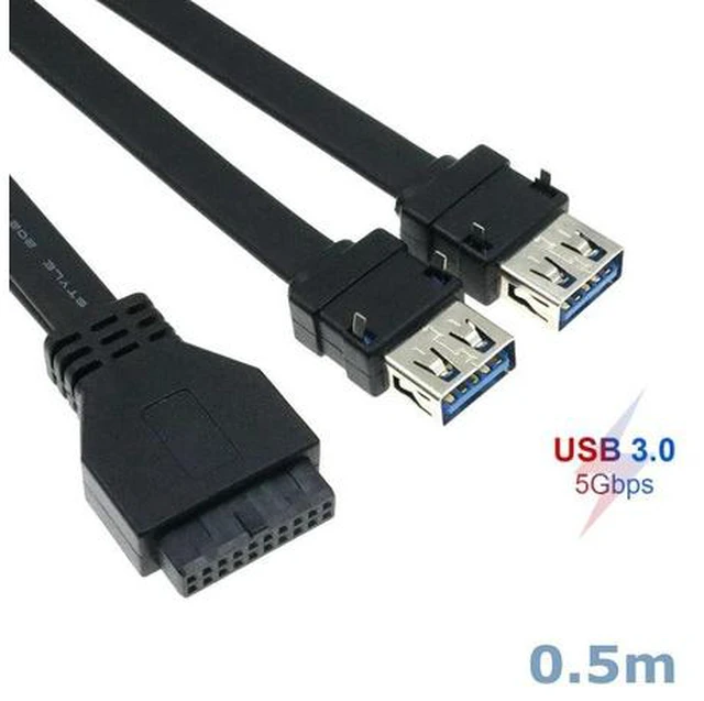 Main image of 0.6m High Speed Front Panel Cable Adapter 20Pin to 2 Port USB 3.0 with Fixed Foot for PC Desktop Computer Case Chassi