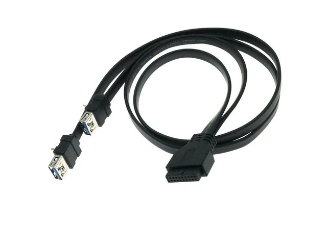 Alt view image 3 of 3 - 0.6m High Speed Front Panel Cable Adapter 20Pin to 2 Port USB 3.0 with Fixed Foot for PC Desktop Computer Case Chassi