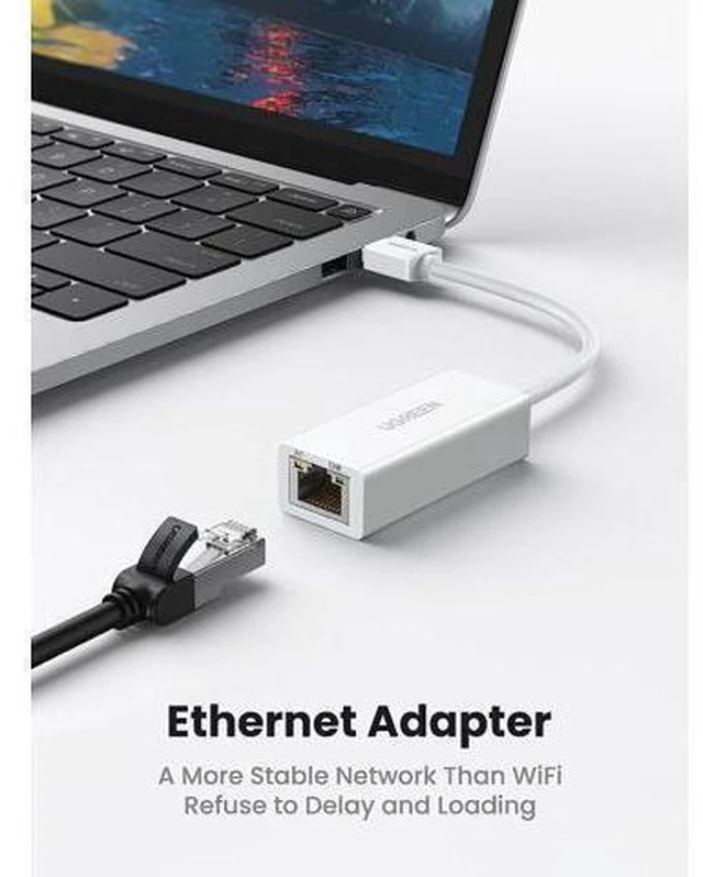Alt view image 2 of 7 - UGREEN Ethernet Adapter USB 2.0 to 10 100 Network RJ45 LAN Wired Adapter Compatible with Nintendo Switch Wii Wii U MacBook Chromebook Windows Mac OS Surface Linux ASIX AX88772A Chipset White