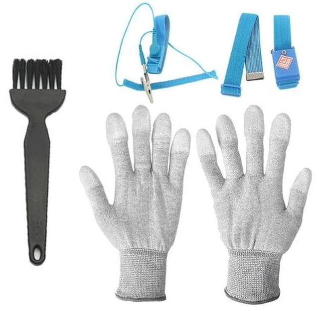 Main image of Anti-Static Esd Gloves L Repair Carbon Fiber PU Coated Finger Anti Static ESD Wrist Strap Wrist Strap Cordless Anti Static Bracelet Electrostatic and Antistatic Cleaning Brush