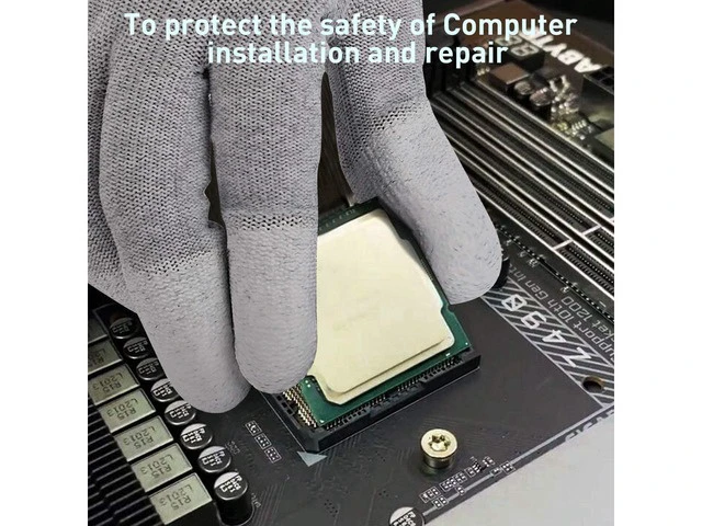 Alt view image 5 of 7 - Anti-Static Esd Gloves L Repair Carbon Fiber PU Coated Finger Anti Static ESD Wrist Strap Wrist Strap Cordless Anti Static Bracelet Electrostatic and Antistatic Cleaning Brush