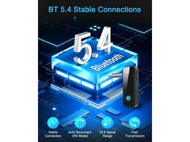 Alt view image 2 of 7 - (Upgraded) Aux Bluetooth 5.4 Adapter for Car, 2 in 1 Bluetooth Receiver Transmitter, Suitable for Cars, TV, Speakers, Stereo Systems and Headphones
