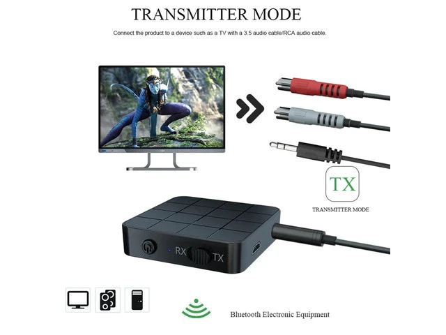 Alt view image 4 of 5 - 2 IN 1 Bluetooth 5.0 Audio Transmitter Receiver 3.5mm Wireless Adapter Stereo Audio Dongle For TV Car / Home Speakers