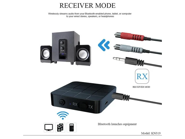 Alt view image 5 of 5 - 2 IN 1 Bluetooth 5.0 Audio Transmitter Receiver 3.5mm Wireless Adapter Stereo Audio Dongle For TV Car / Home Speakers