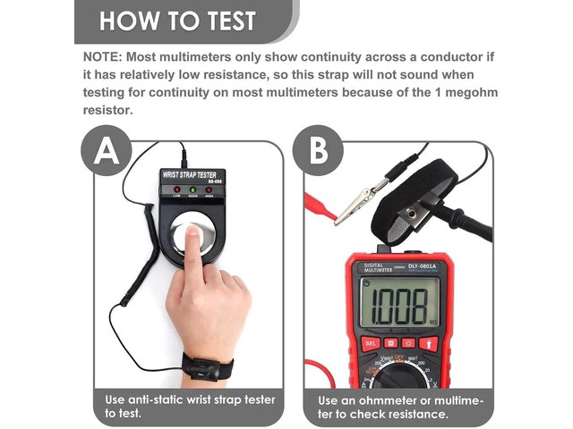 Alt view image 7 of 7 - 2PC 11 Inch Adjustable ESD Anti Static Wrist Strap with Alligator Clip & Extended Cord, Grounding Bracelet for PC Assembly & Electronic Repair