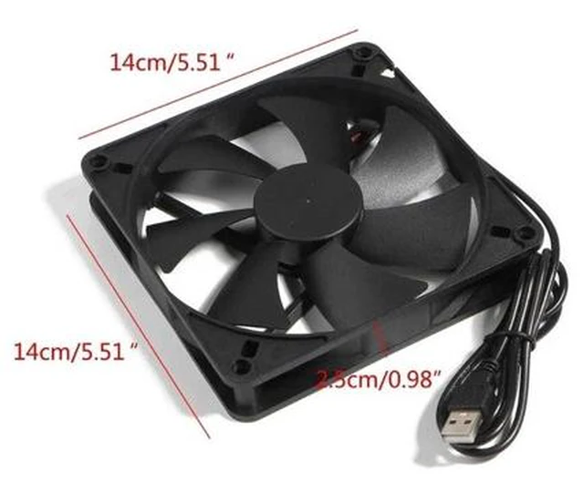 Alt view image 6 of 6 - 5V USB Connector 1800RPM PC Fan Cooler Heatsink Exhaust CPU Cooling Fan Replacement 140x140mm 14CM