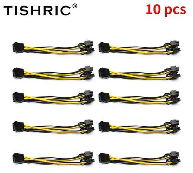Main image of TISHRIC 10PCS Miner Power Cord 8Pin to Dual 8pin Miner Riser Cable PCI Express PCIE Graphic Video Card Adapter Power Cable