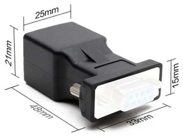 Alt view image 4 of 4 - 1pcs DB9 RS232 Male to RJ45 Female Extender Connector CAT5 5e Network Cable Adapter