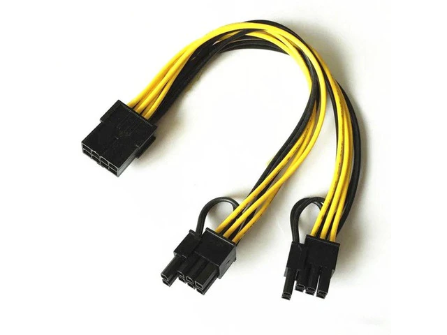 Alt view image 5 of 6 - PCI-e PCIe 8Pin Female to CPU 6Pin Male Power Conversion Cable 12V 6 Pin to PCI express 8 Pin Power Supply Cable