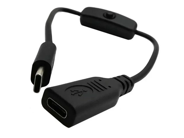 Alt view image 4 of 5 - USB 2.0 Type C Male to Female USB-C Extension Cable With ON/OFF Switch 3A 22AWG 30V Cord