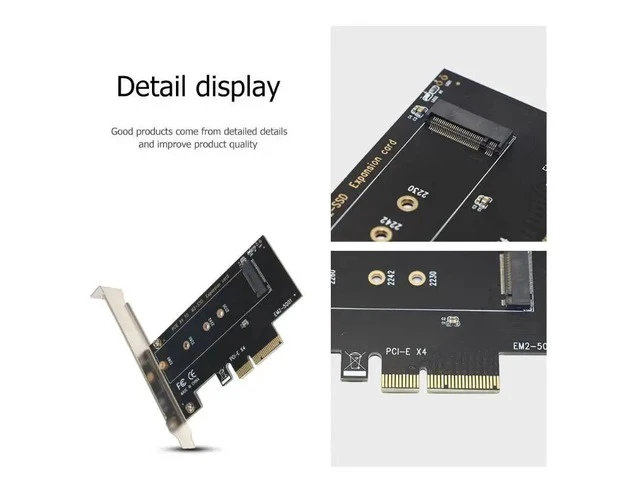 Alt view image 5 of 6 - M key M.2 NVMe SSD to PCIe Adapter Card PCI Express 3.0 x4 2230 2242 2260 2280 Size M.2 SSD Riser Card support PCI-E X4, X8, X16