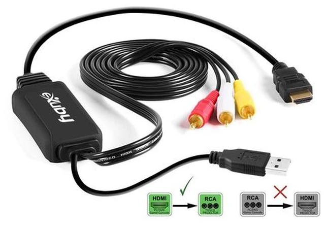Main image of HDMI to RCA Cable - Hassle Free - Converts Digital HDMI signal to Analog RCA/AV - Works w/ TV/HDTV/XBOX 360/PC/DVD & More - All-In-One Converter Cable Saves You Money - HDMI to AV Converter