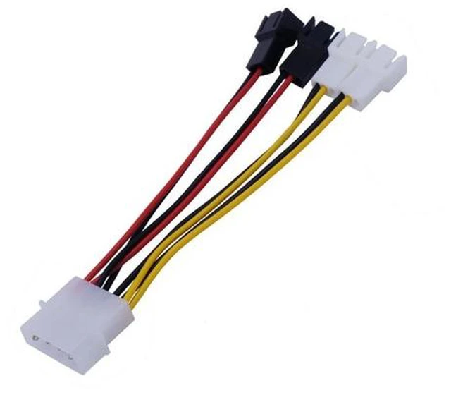 Main image of 1pcs/lot Computer Cooling Fan Power Cables 4Pin Molex To 3Pin Fan Power Cable Adapter Connector 12v*2/5v*2 for CPU PC Case Fan