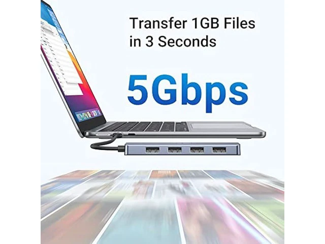 Alt view image 3 of 5 - UGREEN USB C to USB A Hub with 4 USB 3.0 for Laptop, MacBook Pro/Air, Mac mini M4, iMac, iPad Pro, Chromebook, Dell XPS, Galaxy S23, and More, 0.5FT