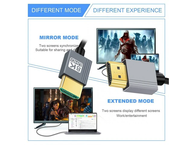 Alt view image 6 of 7 - HDMI 8K to HDMI 2.1 Ultra Soft High Flex HDTV Cable Hyper Super Flexible Cord High Speed Type-A Male to Male for Computer HDTV (0.5m)
