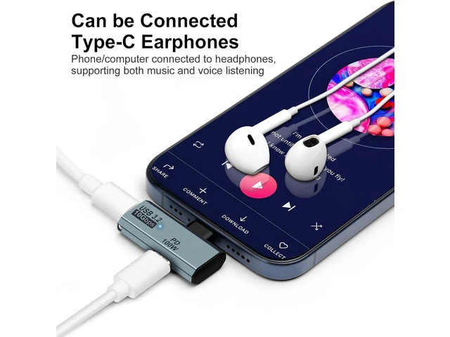 Alt view image 4 of 7 - USB C OTG Adapter Type C 100W PD Charging USB C to Dual USB C Splitter for iPhone 15 Pro Max Google TV Chromecast 2020 MacBook Samsung Galaxy S22/S23(Gray)
