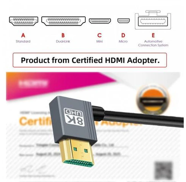 Alt view image 6 of 7 - Right Angled HDMI 8K to HDMI 2.1 Ultra Soft High Flex HDTV Cable Hyper Super Flexible Cord 90 Degree High Speed Type-A Male to Male for Computer HDTV (1.0m)