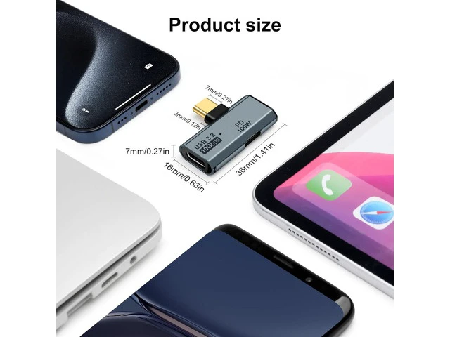 Alt view image 7 of 7 - USB C OTG Adapter Type C 100W PD Charging USB C to Dual USB C Splitter for iPhone 15 Pro Max Google TV Chromecast 2020 MacBook Samsung Galaxy S22/S23(Gray)