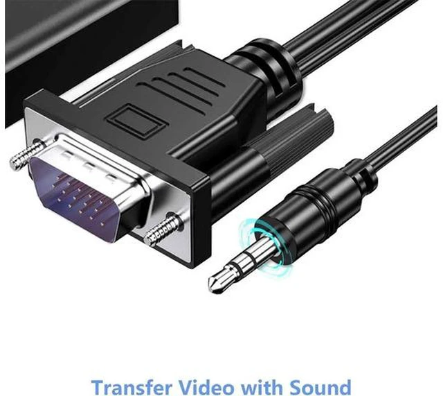 Main image of VGA to HDMI Adapter for Connecting Traditional VGA Interface Laptop, PC to HDMI Monitor or Projector, Hannord 1080P VGA Male to HDMI Female Converter with 3.5mm Audio Lead and Power Supply Port