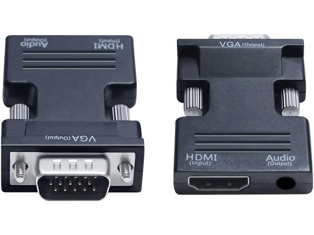 Alt view image 7 of 7 - DTech HDMI to VGA Adapter with 3.5mm Audio Port (PC HDMI Source Output to VGA TV) for Old Computer Monitor Laptop Projector 1080P Video (Female HDMI in Male VGA Out adaptador)