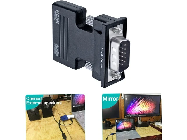Alt view image 5 of 7 - DTech HDMI to VGA Adapter with 3.5mm Audio Port (PC HDMI Source Output to VGA TV) for Old Computer Monitor Laptop Projector 1080P Video (Female HDMI in Male VGA Out adaptador)