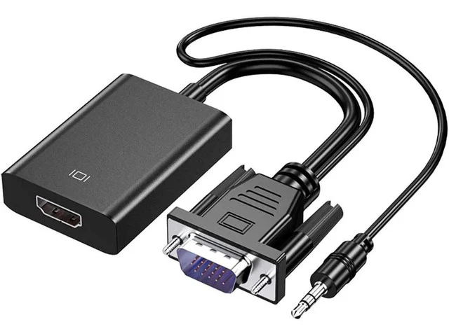 Alt view image 5 of 7 - VGA to HDMI Adapter for Connecting Traditional VGA Interface Laptop, PC to HDMI Monitor or Projector, Hannord 1080P VGA Male to HDMI Female Converter with 3.5mm Audio Lead and Power Supply Port