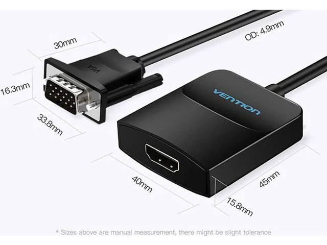 Alt view image 6 of 7 - VGA to HDMI Adapter, 1080P Male to Female Video Converter with Audio and Micro USB Power Cable, Analog to Digital Converter for PC/Laptop to HDTV/Projector
