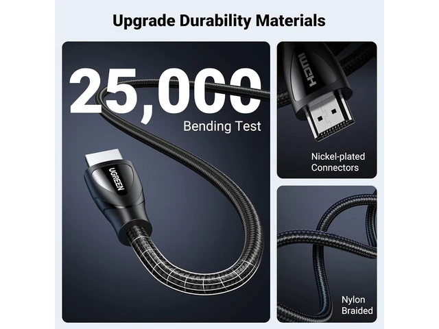 Alt view image 7 of 7 - UGREEN 8K HDMI Cable 2.1 , 48Gbps Ultra High Speed Braided HDMI Cord 10K 8K@60Hz 4K@240Hz, eARC HDR10 HDCP 2.2&2.3, Compatible with PS5/Xbox Series X/Roku TV/HDTV/Blu-ray,3.3FT