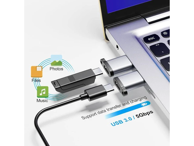 Alt view image 2 of 7 - USB to C Adapter 6 Pack USB to USBC Adapter USB A to C Adapter USBC to USB Adapter USB 3.0 to USB C Female USB-C to USB Adapter for iPhone 15 14 13 MacBook iPad AirPods and More Grey