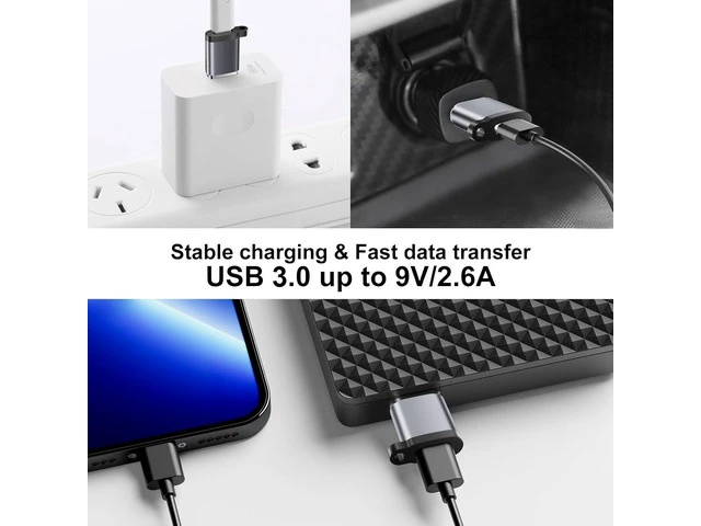 Alt view image 7 of 7 - USB to C Adapter 6 Pack USB to USBC Adapter USB A to C Adapter USBC to USB Adapter USB 3.0 to USB C Female USB-C to USB Adapter for iPhone 15 14 13 MacBook iPad AirPods and More Grey