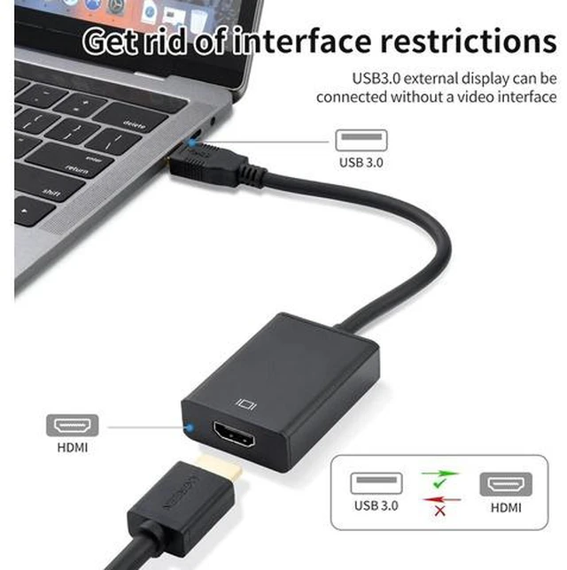 Alt view image 2 of 7 - USB to HDMI Adapter USB 3.0/2.0 to HDMI 1080P Video Audio Converter USB Video Adapter USB A to HDMI Adapter Multiple for Desktop PC TV Compatible with Windows XP 7/8/ 8.1/10