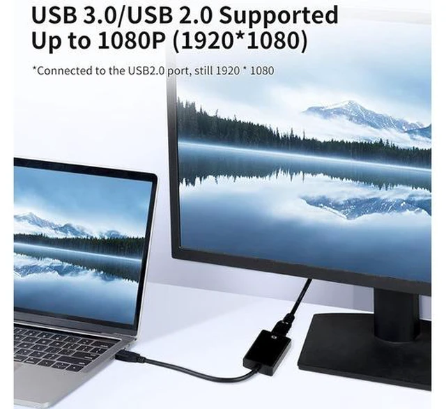 Alt view image 3 of 7 - USB to HDMI Adapter USB 3.0/2.0 to HDMI 1080P Video Audio Converter USB Video Adapter USB A to HDMI Adapter Multiple for Desktop PC TV Compatible with Windows XP 7/8/ 8.1/10