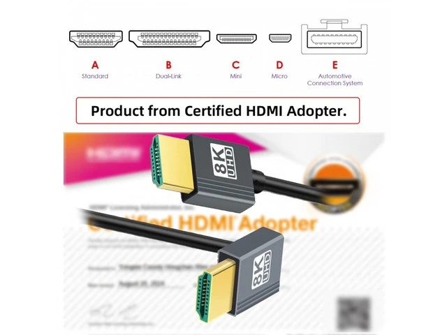 Alt view image 5 of 7 - Down Angled HDMI 8K to HDMI 2.1 Ultra Soft High Flex HDTV Cable Hyper Super Flexible Cord 90 Degree High Speed Type-A Male to Male for Computer HDTV (1.0m)